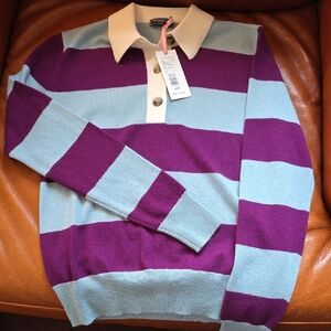 Cashmere Vineyard Vines Purple and Blue Striped Sweater